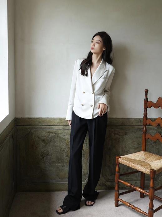 西服领双排扣缎面衬衫 商品图0