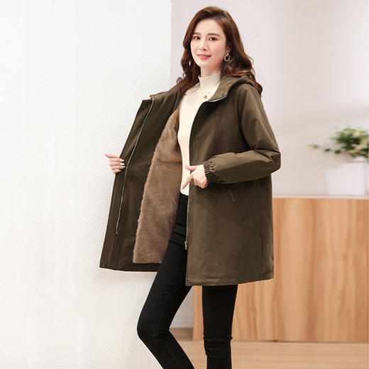 小个子中长女，冬季新款时尚加绒加厚派克服工装潮HR-WQ35859 商品图2