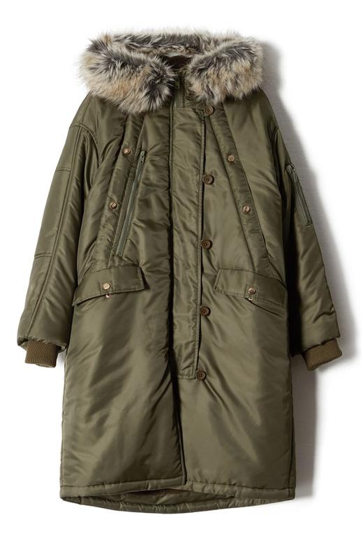 LNNNS 军绿色毛领连帽棉衣 8353 商品图4