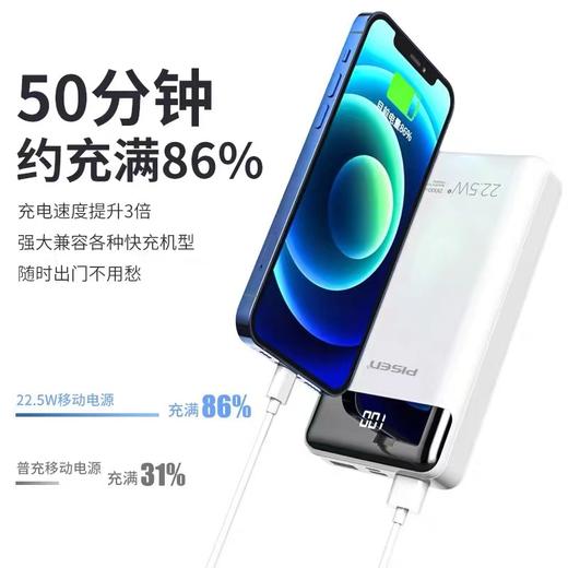 品胜20000毫安充电宝22.5W超级快充移动电源超大容量超薄小巧便携白色1个 商品图2