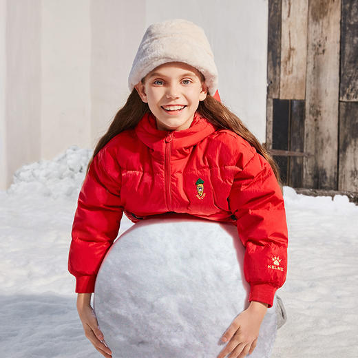 卡尔美童装羽绒服饰冬新款女童连帽宽松加厚外套5247YR4013 商品图1