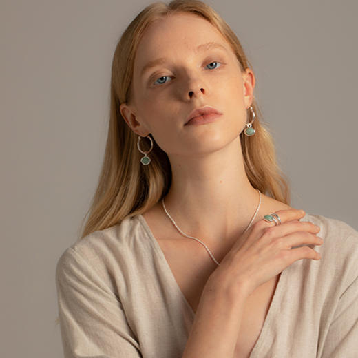 UNFOLDS The Inlay Stone Earrings Gold Mother of Pearl 复古宝石耳环 商品图3