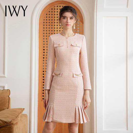 IWY/新款粉色气质小香风西装连衣裙秋季Q821-P 商品图2