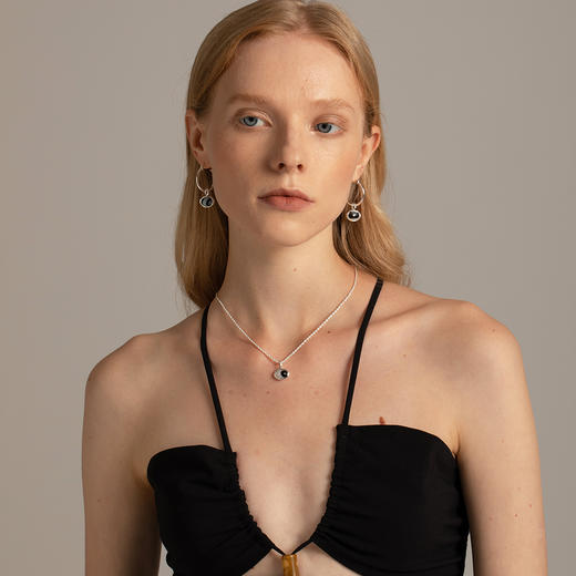 UNFOLDS The Inlay Stone Necklace Gold Mother of Pearl    复古宝石项链 商品图2