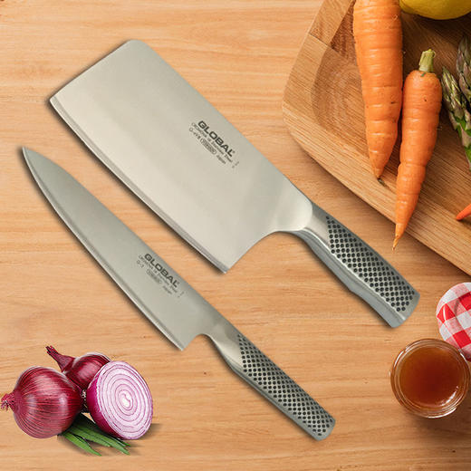 【样品特惠6折，仅1套，无货退款】日本原裝进口GLOBAL具良治中式菜刀家用切片刀不锈钢厨师刀套装刀（样品仅摆放未使用，非质量不退换 商品图0