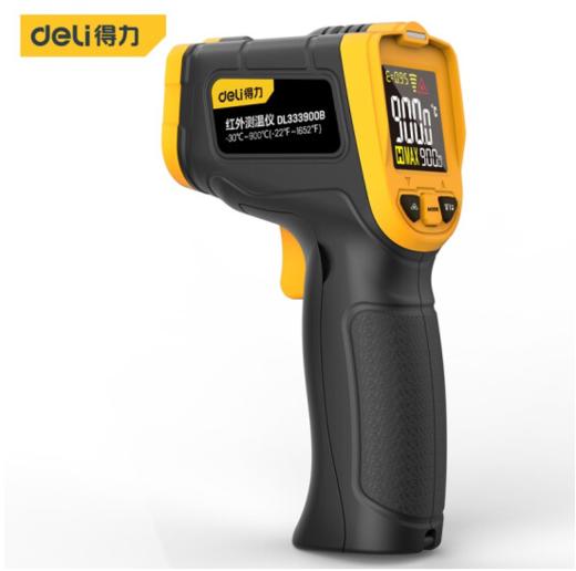 得力DL333900B红外测温仪彩屏-30℃~900℃(黄) 商品图0