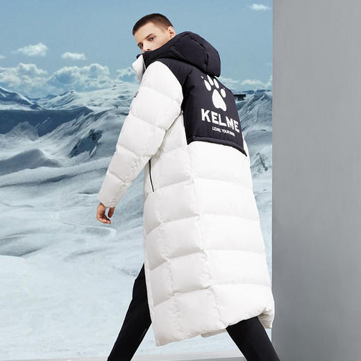 卡尔美长款羽绒服男女加厚连帽外套运动休闲保暖过膝鸭绒服8261YR1013 商品图2