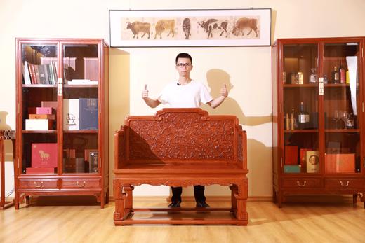 红桥红  家具严选  缅甸花梨（大果紫檀）【128乾隆款 西番莲纹 宝座】 商品图3