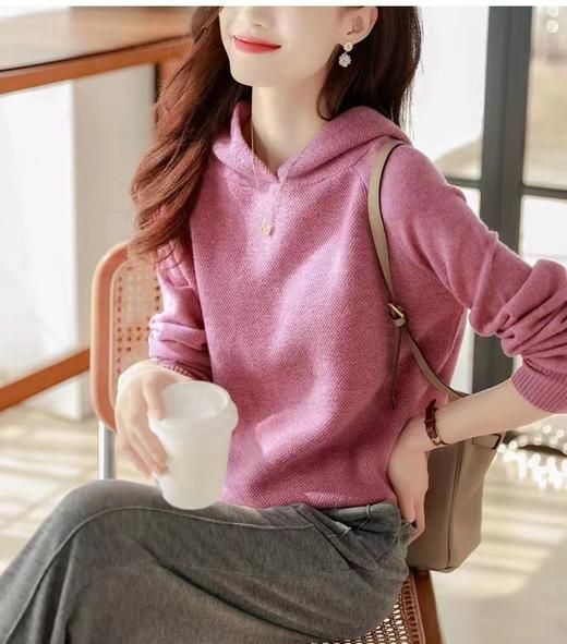 新款春秋宽松休闲连帽卫衣女韩版羊毛针织打底帽衫内搭毛衣上衣YZZ-89899 商品图0