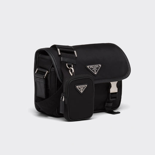 【二】PRADA 普拉达 男士 Re-Nylon 再生尼龙 Saffiano 十字纹皮革珐琅金属三角形徽标斜挎单肩包 2VD034 2DMH F0002 XOP 商品图1