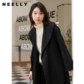 NEELLY纳俪商场同款气质翻领双面呢外套女中长款冬季新款毛呢大衣N22122N01180