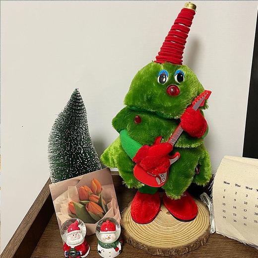 【圣诞好礼！圣诞节玩具】卡通会唱歌跳舞圣诞树摇摆玩具电动毛绒公仔创意圣诞节装饰礼物-QQ 商品图4