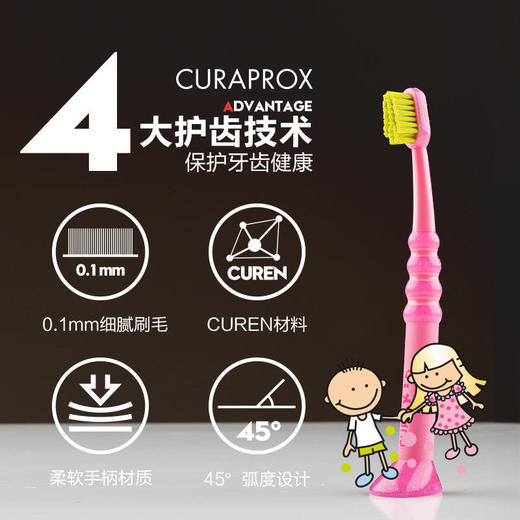 瑞士专业牙科防护CURAPROX科瑞宝士4260儿童牙刷3只装0-4岁（颜色随机） 商品图2