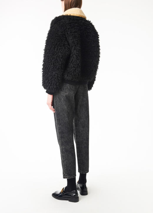 仿皮草撞色短夹克 商品图1