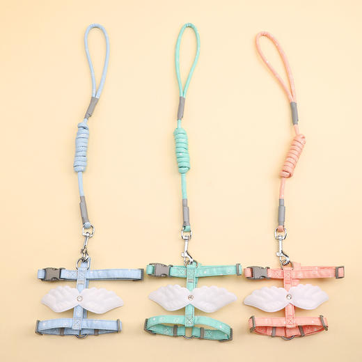 【宠物宝贝 天使之翼！】跨境宠物用品天使翅膀款狗狗猫咪牵引绳工字型猫咪胸背带套装 商品图1