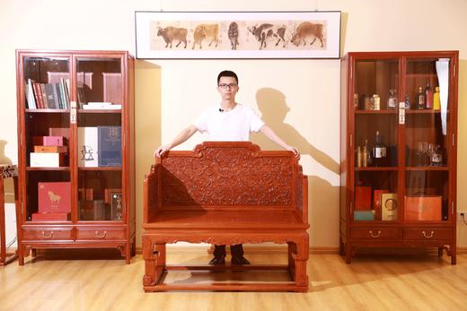 红桥红  家具严选  缅甸花梨（大果紫檀）【128乾隆款 西番莲纹 宝座】 商品图2