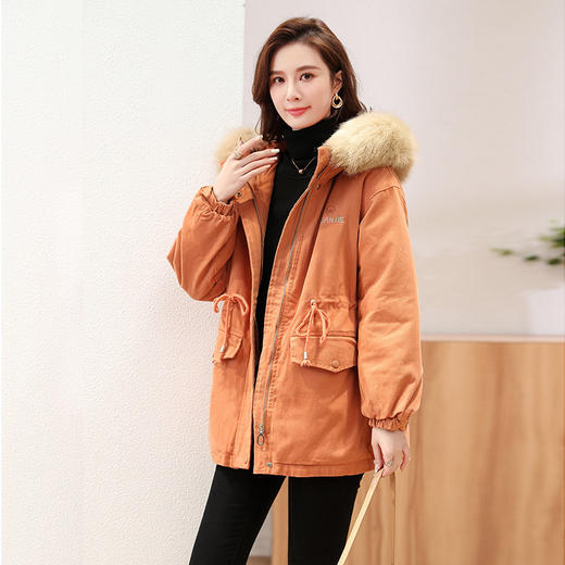 复古加厚加绒纯色女，冬季新款宽松休闲短款外套保暖HR-WQ37319 商品图3