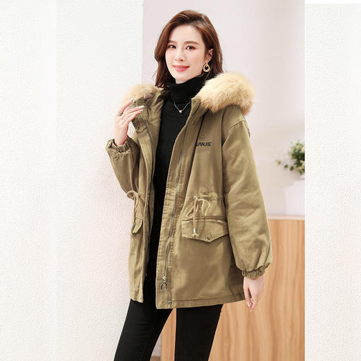 复古加厚加绒纯色女，冬季新款宽松休闲短款外套保暖HR-WQ37319 商品图2