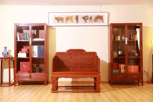 红桥红  家具严选  缅甸花梨（大果紫檀）【128乾隆款 西番莲纹 宝座】 商品图1