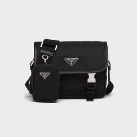 【二】PRADA 普拉达 男士 Re-Nylon 再生尼龙 Saffiano 十字纹皮革珐琅金属三角形徽标斜挎单肩包 2VD034 2DMH F0002 XOP