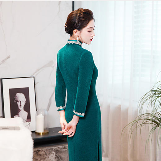 修身显瘦，新款冬季金貂绒面料遮肚柔软肤优雅小清新旗袍TY-928 商品图1