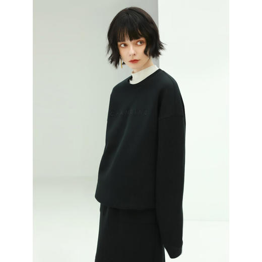 COCOBELLA立体字母刺绣空气层卫衣女春休闲宽松圆领上衣SE28B 商品图3