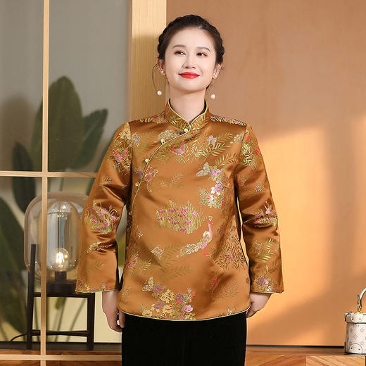 戏蝶提花改良上衣，国风宽松立领改良唐装AYK-220911 商品图1