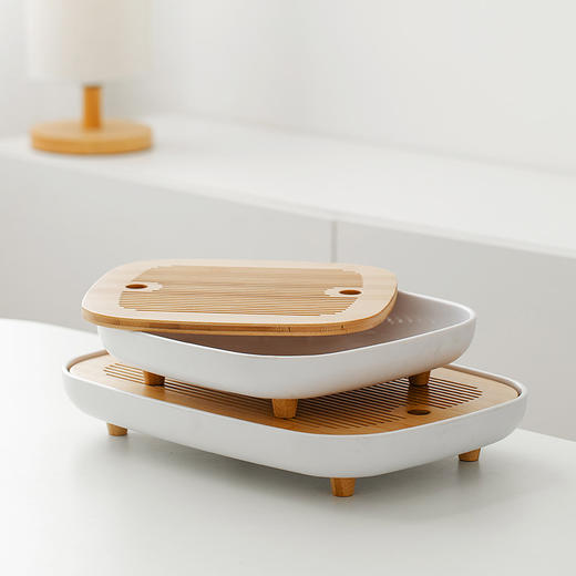 无闻2022新款茶盘  密胺盘 家用托盘干泡茶盘储水式茶台功夫茶具干泡台 商品图11