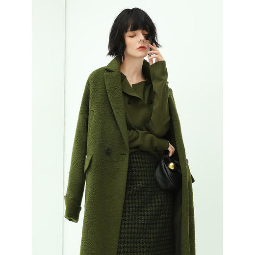 COCOBELLA[苔藓绿]简约双排扣翻领毛衣针织开衫MZ152C 商品图3