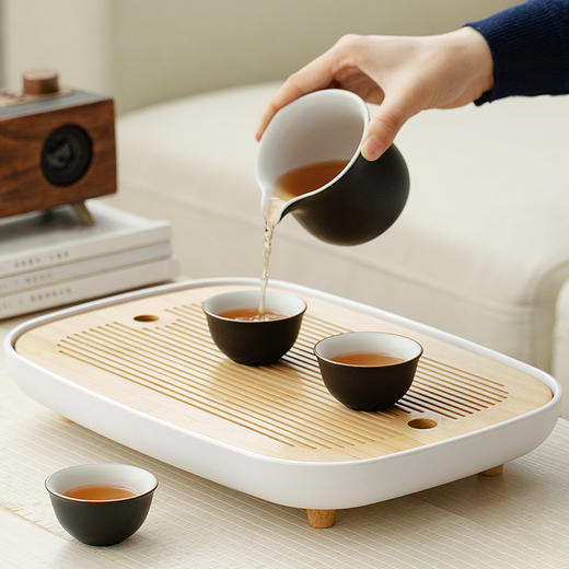 无闻2022新款茶盘  密胺盘 家用托盘干泡茶盘储水式茶台功夫茶具干泡台 商品图1