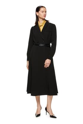 Le Malene 黑色束腰长外套 8349