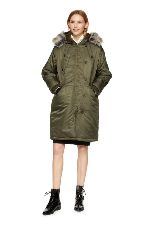 LNNNS 军绿色毛领连帽棉衣 8353 商品图0