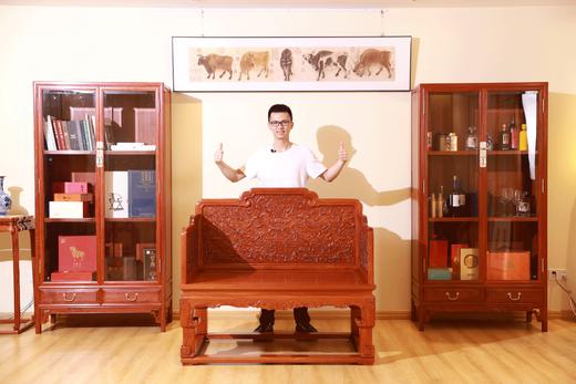 红桥红  家具严选  缅甸花梨（大果紫檀）【128乾隆款 西番莲纹 宝座】 商品图10