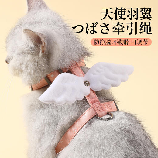 【宠物宝贝 天使之翼！】跨境宠物用品天使翅膀款狗狗猫咪牵引绳工字型猫咪胸背带套装 商品图0
