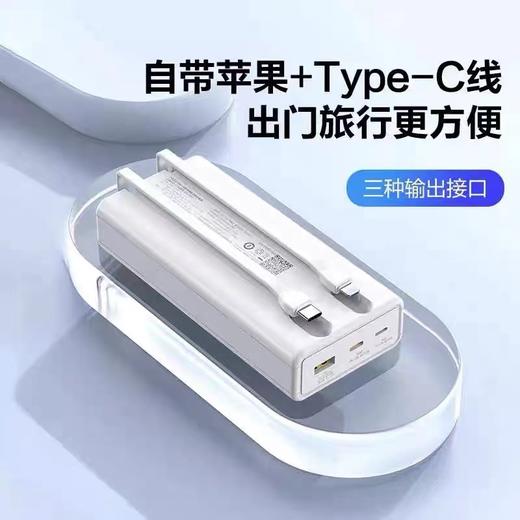 品胜22.5W充电宝20000毫安轻薄小巧便携PD20W自带线快充手机移动电源LSDY132双线白色1个 商品图2