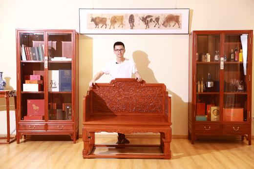 红桥红  家具严选  缅甸花梨（大果紫檀）【128乾隆款 西番莲纹 宝座】 商品图11