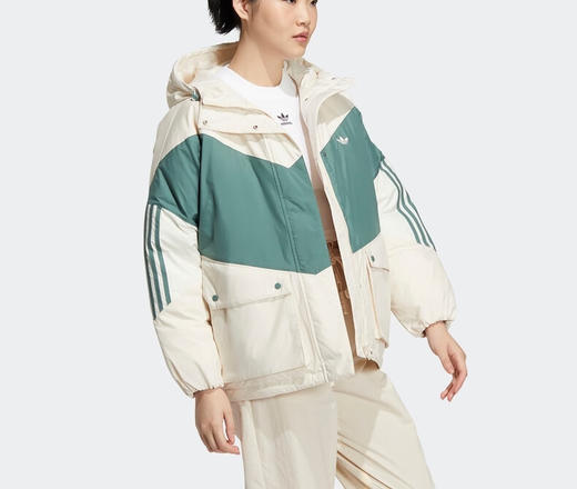 adidas阿迪达斯官方三叶草女装冬季新款运动530蓬保暖鸭绒羽绒服HS9518 黄白 商品图1