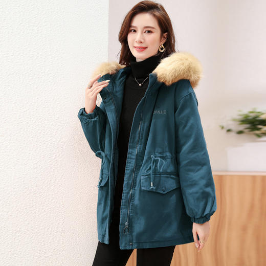 复古加厚加绒纯色女，冬季新款宽松休闲短款外套保暖HR-WQ37319 商品图1