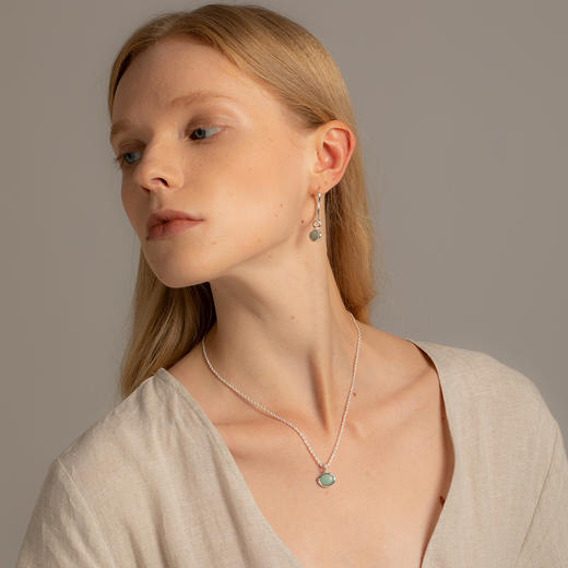 UNFOLDS The Inlay Stone Necklace Gold Mother of Pearl    复古宝石项链 商品图1