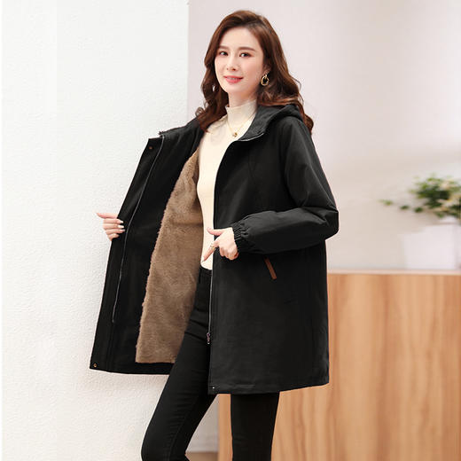 小个子中长女，冬季新款时尚加绒加厚派克服工装潮HR-WQ35859 商品图3