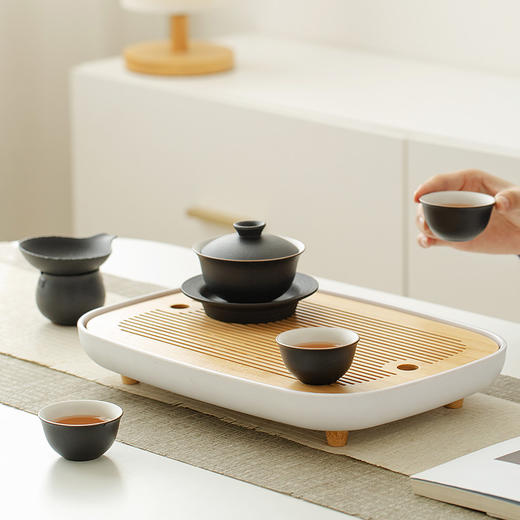 无闻2022新款茶盘  密胺盘 家用托盘干泡茶盘储水式茶台功夫茶具干泡台 商品图7