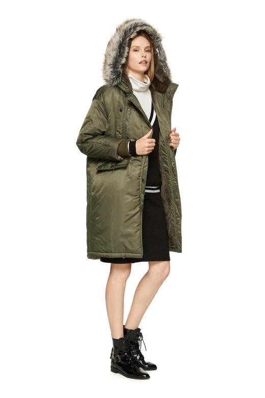 LNNNS 军绿色毛领连帽棉衣 8353 商品图3