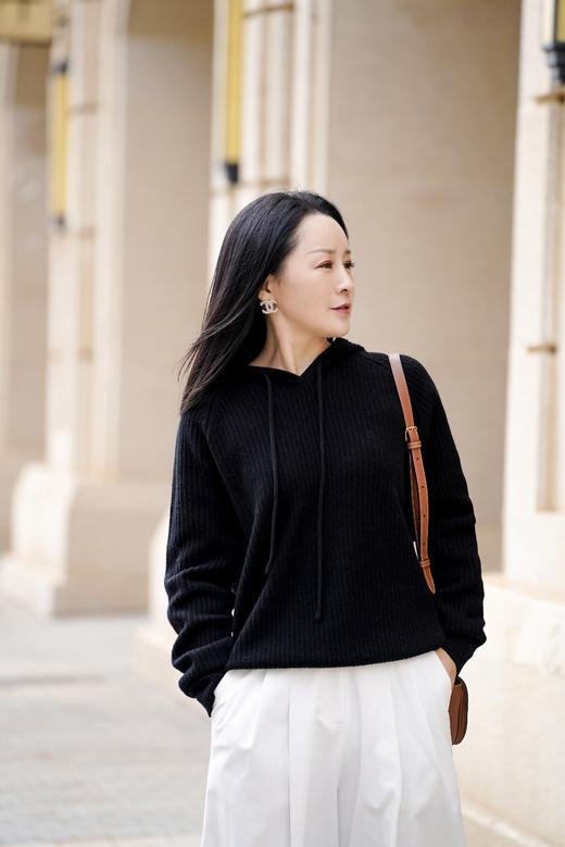 爆款 现货【金猪甄选】【六色针织帽衫】套头连帽全羊毛衫宽松慵懒风显瘦毛衣H224090458 商品图0