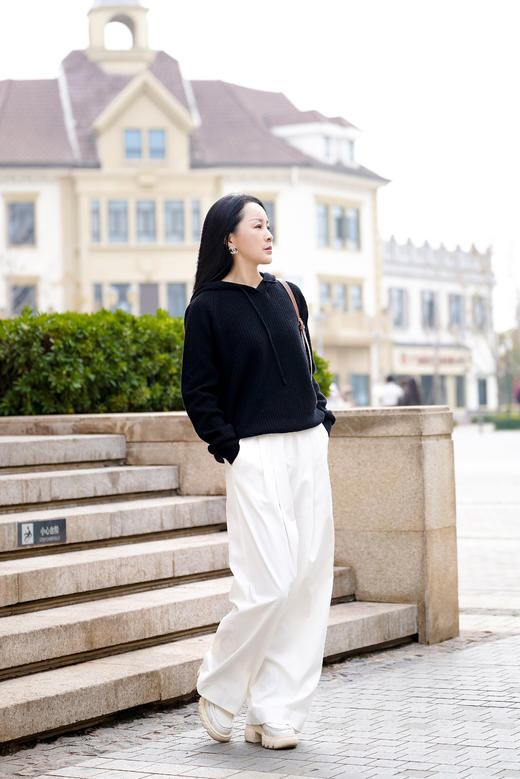 爆款 现货【金猪甄选】【六色针织帽衫】套头连帽全羊毛衫宽松慵懒风显瘦毛衣H224090458 商品图2