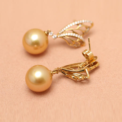 炫彩海南 金18K海水珍珠耳钉 12.5-13mm  63712 商品图5