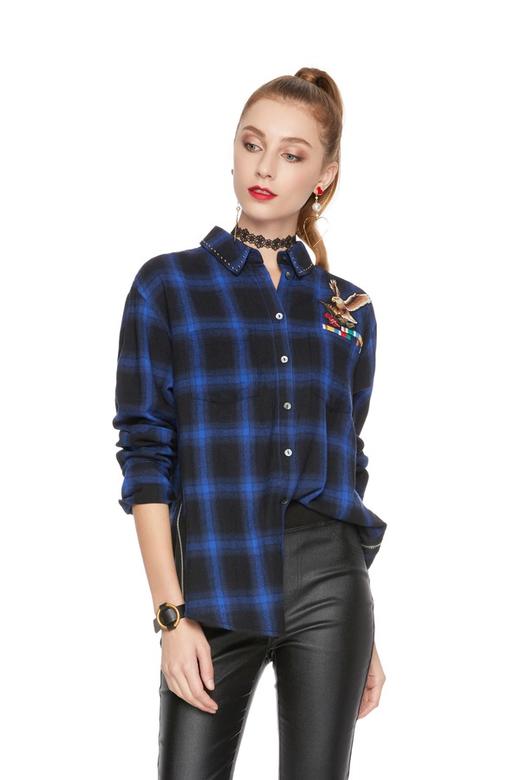 Jessy line 动物图案格纹衬衣 4885 商品图0