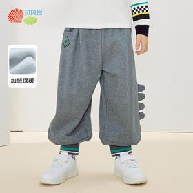 贝贝怡童装秋冬男童休闲加绒保暖长裤可爱运动裤223K2405