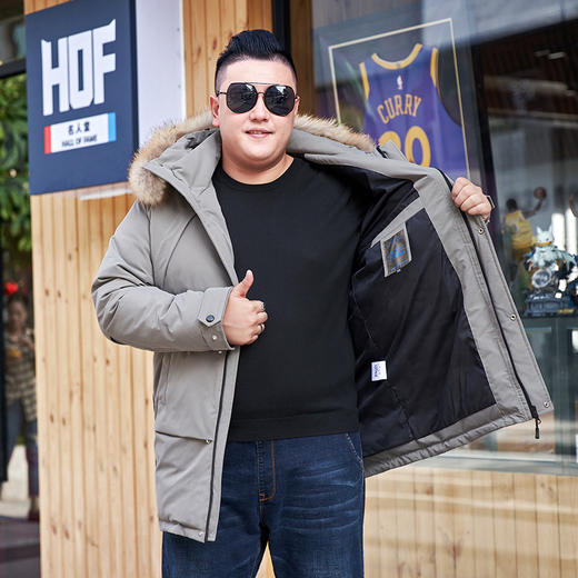 【2天发货】超大码【新款DAL】貉子毛领潮款中长款羽绒服胖子宽松加肥加大加厚中长款连帽大毛领特大外套冬季羽绒服 商品图2