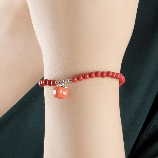 宫里的世界 柿柿如意925银 朱砂手链 商品图0