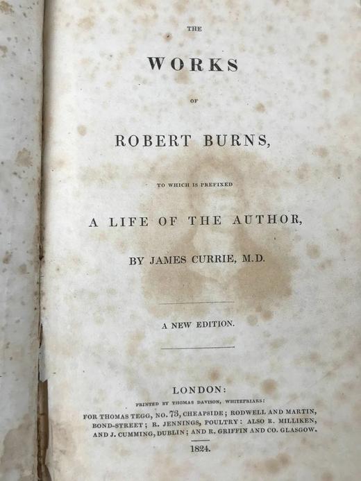 1824年 彭斯诗集 含传记 1幅肖像插图 真皮精装32开 商品图3